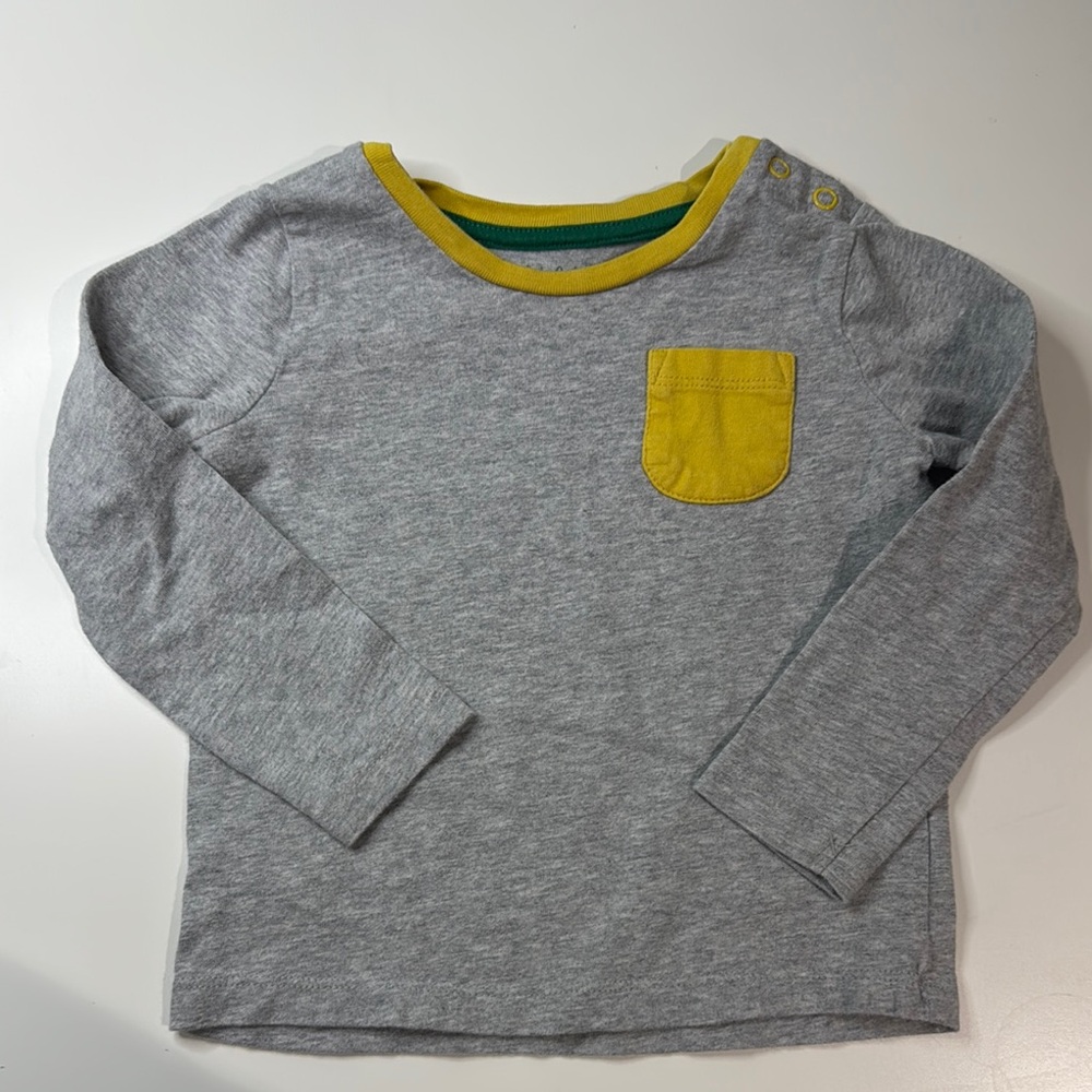 Mini Boden size 18/24 months Gray and Yellow Kids Long Sleeve Shirt
